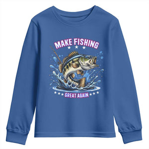 Funny Make Fishing Great Again Youth Sweatshirt Fisherman Gift TS12 Royal Blue Print Your Wear