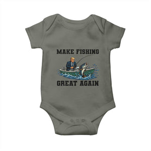 Funny Trump Baby Onesie Make Fishing Great Again American Flag Gift TS12 Military Green Print Your Wear