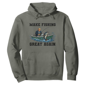 Funny Trump Hoodie Make Fishing Great Again American Flag Gift TS12 Military Green Print Your Wear