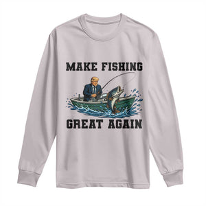 Funny Trump Long Sleeve Shirt Make Fishing Great Again American Flag Gift TS12 Ice Gray Print Your Wear