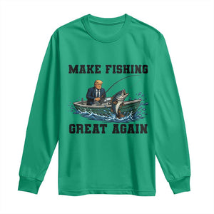 Funny Trump Long Sleeve Shirt Make Fishing Great Again American Flag Gift TS12 Irish Green Print Your Wear