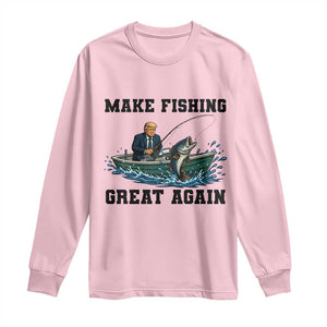 Funny Trump Long Sleeve Shirt Make Fishing Great Again American Flag Gift TS12 Light Pink Print Your Wear