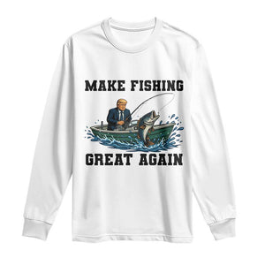 Funny Trump Long Sleeve Shirt Make Fishing Great Again American Flag Gift TS12 White Print Your Wear