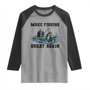 Funny Trump Raglan Shirt Make Fishing Great Again American Flag Gift TS12 Sport Gray Black Print Your Wear