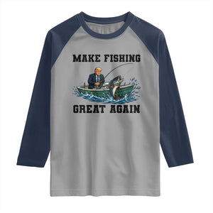 Funny Trump Raglan Shirt Make Fishing Great Again American Flag Gift TS12 Sport Gray Navy Print Your Wear