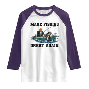 Funny Trump Raglan Shirt Make Fishing Great Again American Flag Gift TS12 White Purple Print Your Wear