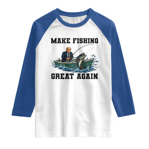 Funny Trump Raglan Shirt Make Fishing Great Again American Flag Gift TS12 White Royal Print Your Wear