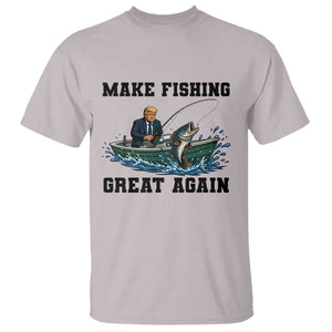 Funny Trump T Shirt Make Fishing Great Again American Flag Gift TS12 Ice Gray Print Your Wear