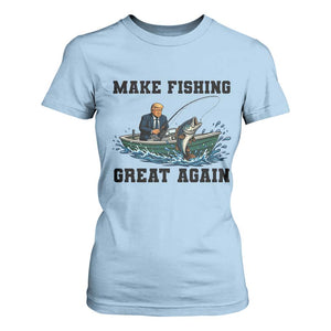 Funny Trump T Shirt For Women Make Fishing Great Again American Flag Gift TS12 Light Blue Print Your Wear