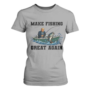 Funny Trump T Shirt For Women Make Fishing Great Again American Flag Gift TS12 Sport Gray Print Your Wear