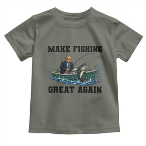 Funny Trump Toddler T Shirt Make Fishing Great Again American Flag Gift TS12 Military Green Print Your Wear