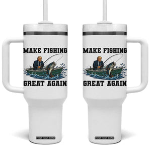 Funny Trump Tumbler With Handle Make Fishing Great Again American Flag Gift TS12 One Size: 40 oz White Print Your Wear