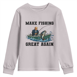 Funny Trump Youth Sweatshirt Make Fishing Great Again American Flag Gift TS12 Ice Gray Print Your Wear