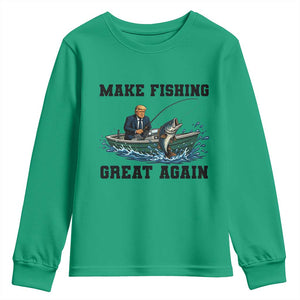Funny Trump Youth Sweatshirt Make Fishing Great Again American Flag Gift TS12 Irish Green Print Your Wear