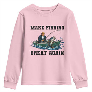 Funny Trump Youth Sweatshirt Make Fishing Great Again American Flag Gift TS12 Light Pink Print Your Wear