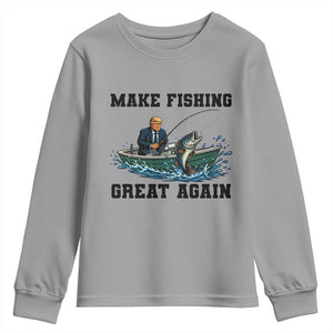 Funny Trump Youth Sweatshirt Make Fishing Great Again American Flag Gift TS12 Sport Gray Print Your Wear