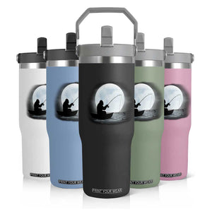 Funny Fisherman Gift Flip Straw Tumbler Bigfoot Fishing TS12 Print Your Wear