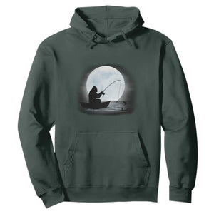 Funny Fisherman Gift Hoodie Bigfoot Fishing TS12 Dark Forest Green Print Your Wear