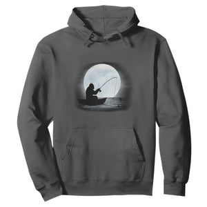 Funny Fisherman Gift Hoodie Bigfoot Fishing TS12 Dark Heather Print Your Wear