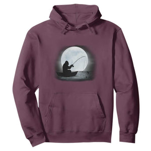Funny Fisherman Gift Hoodie Bigfoot Fishing TS12 Maroon Print Your Wear