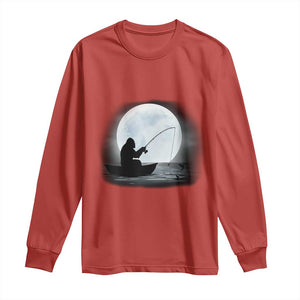 Funny Fisherman Gift Long Sleeve Shirt Bigfoot Fishing TS12 Red Print Your Wear