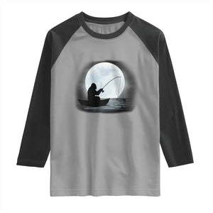 Funny Fisherman Gift Raglan Shirt Bigfoot Fishing TS12 Sport Gray Black Print Your Wear