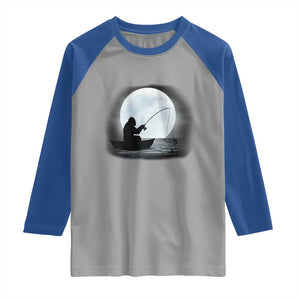 Funny Fisherman Gift Raglan Shirt Bigfoot Fishing TS12 Sport Gray Royal Print Your Wear