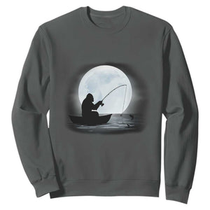 Funny Fisherman Gift Sweatshirt Bigfoot Fishing TS12 Dark Heather Print Your Wear