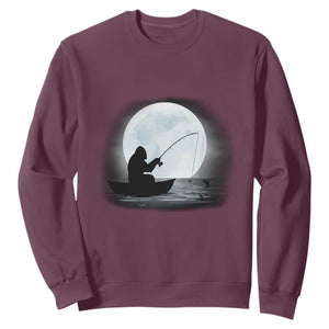 Funny Fisherman Gift Sweatshirt Bigfoot Fishing TS12 Maroon Print Your Wear