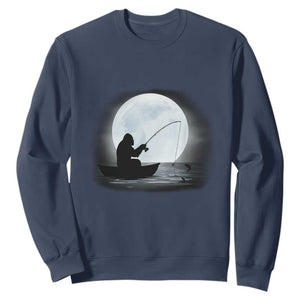 Funny Fisherman Gift Sweatshirt Bigfoot Fishing TS12 Navy Print Your Wear