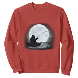 Funny Fisherman Gift Sweatshirt Bigfoot Fishing TS12 Red Print Your Wear