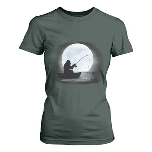 Funny Fisherman Gift T Shirt For Women Bigfoot Fishing TS12 Dark Forest Green Print Your Wear
