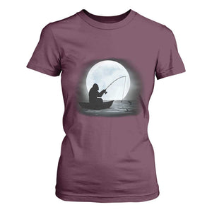 Funny Fisherman Gift T Shirt For Women Bigfoot Fishing TS12 Maroon Print Your Wear