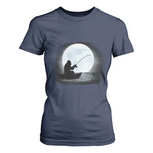 Funny Fisherman Gift T Shirt For Women Bigfoot Fishing TS12 Navy Print Your Wear