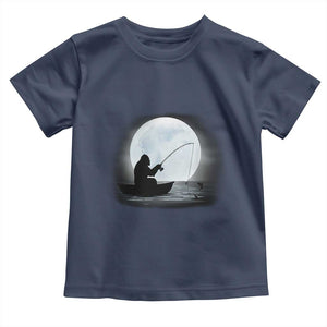 Funny Fisherman Gift Toddler T Shirt Bigfoot Fishing TS12 Navy Print Your Wear