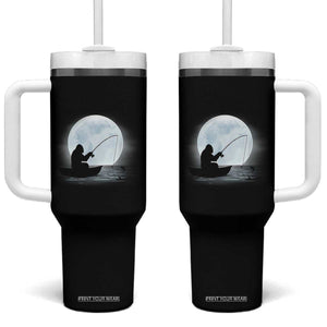 Funny Fisherman Gift Tumbler With Handle Bigfoot Fishing TS12 One Size: 40 oz Black Print Your Wear