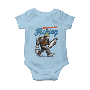 Id Rather Be Fishing Baby Onesie Funny Bigfoot Fishing TS12 Light Blue Print Your Wear