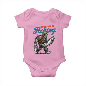Id Rather Be Fishing Baby Onesie Funny Bigfoot Fishing TS12 Light Pink Print Your Wear