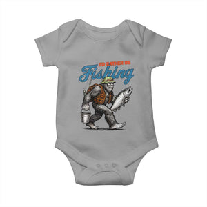 Id Rather Be Fishing Baby Onesie Funny Bigfoot Fishing TS12 Sport Gray Print Your Wear