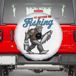 Id Rather Be Fishing Spare Tire Cover Funny Bigfoot Fishing TS12 White Print Your Wear