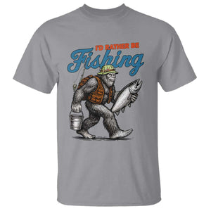 Id Rather Be Fishing T Shirt Funny Bigfoot Fishing TS12 Sport Gray Print Your Wear