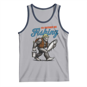 Id Rather Be Fishing Tank Top Funny Bigfoot Fishing TS12 Athletic Heather Navy Print Your Wear