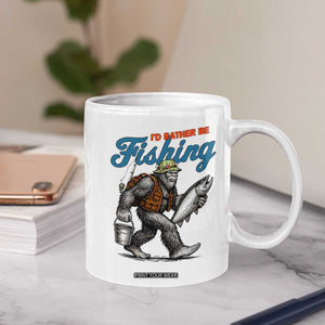 Id Rather Be Fishing Coffee Mug Funny Bigfoot Fishing TS12 Print Your Wear