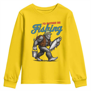 Id Rather Be Fishing Youth Sweatshirt Funny Bigfoot Fishing TS12 Daisy Print Your Wear