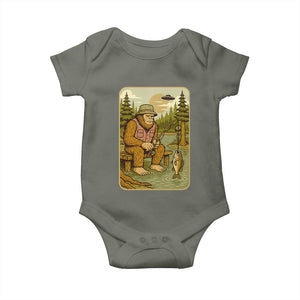 Funny Bigfoot Alien Baby Onesie Fishing Lover Gift TS12 Military Green Print Your Wear