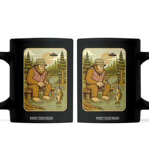 Funny Bigfoot Alien Coffee Mug Fishing Lover Gift TS12 Black Print Your Wear