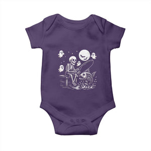 Halloween Skeleton Fishing Baby Onesie Funny Fisherman Gift TS12 Purple Print Your Wear