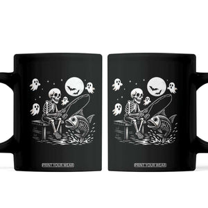 Halloween Skeleton Fishing Coffee Mug Funny Fisherman Gift TS12 Black Print Your Wear