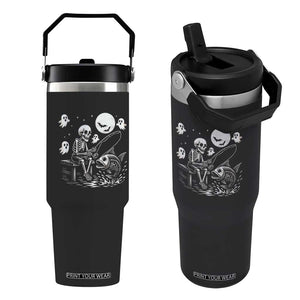 Halloween Skeleton Fishing Flip Straw Tumbler Funny Fisherman Gift TS12 One Size: 30 oz Black Print Your Wear