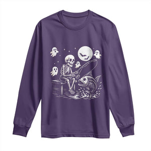 Halloween Skeleton Fishing Long Sleeve Shirt Funny Fisherman Gift TS12 Purple Print Your Wear